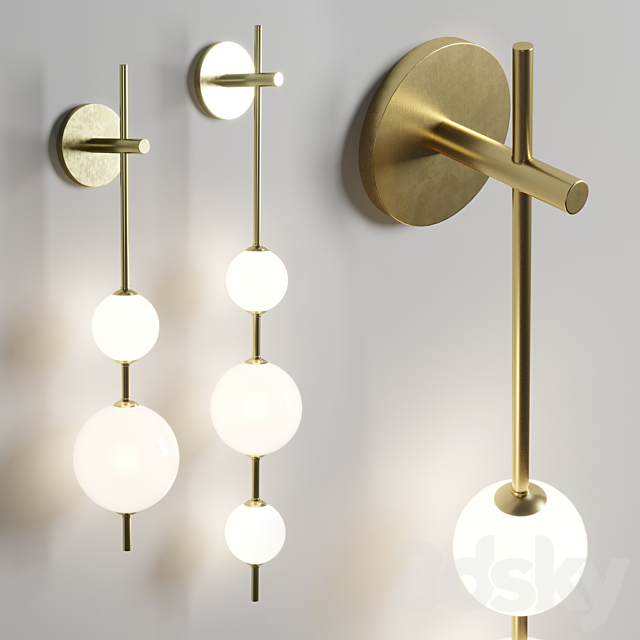 vertical glass globe wall light 3ds Max - thumbnail 2