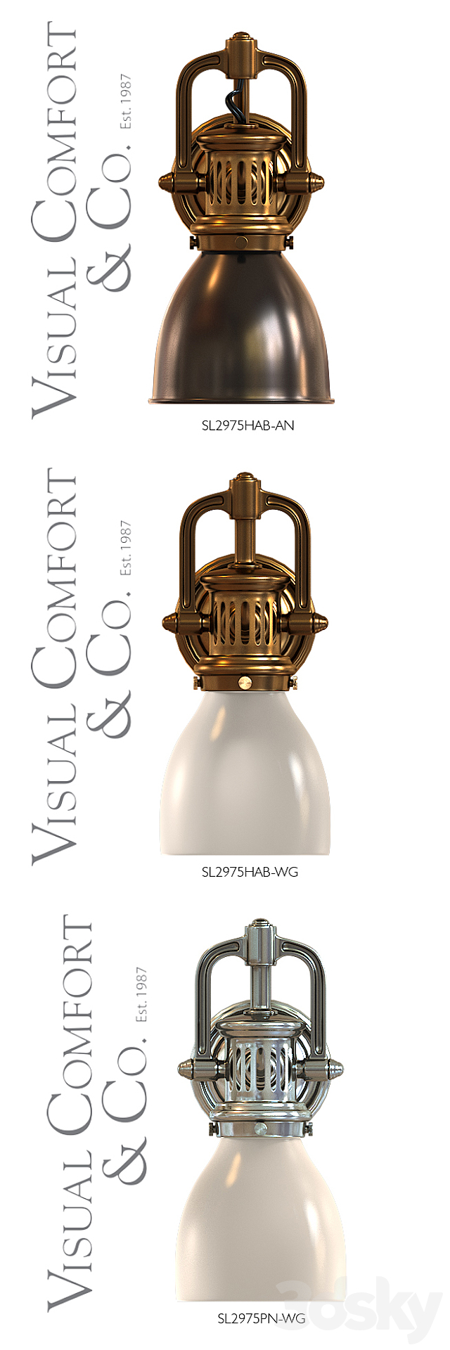 Visual Comfort Lamp SL 2975 Traditional Yoke Suspended Sconce 3DS Max Model - thumbnail 3