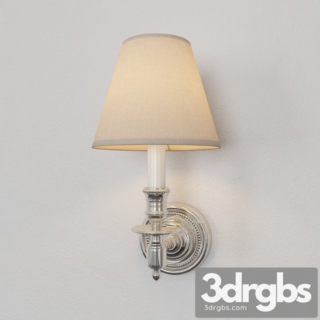 Visual Comfort Studio Single French Sconce In Polished Nickel With Tissue Shade S2110pn T 3dsmax Download - thumbnail 1