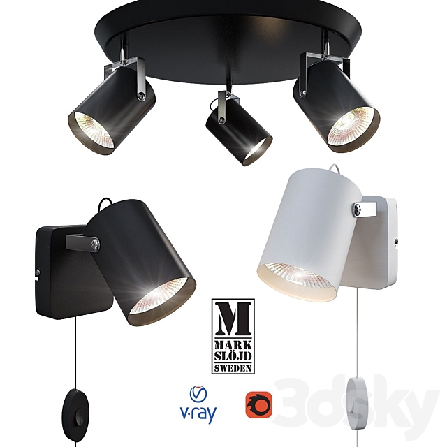 Wall and ceiling light from MARKSLÖJD. Sweden. model KEY. 3DSMax File - thumbnail 1