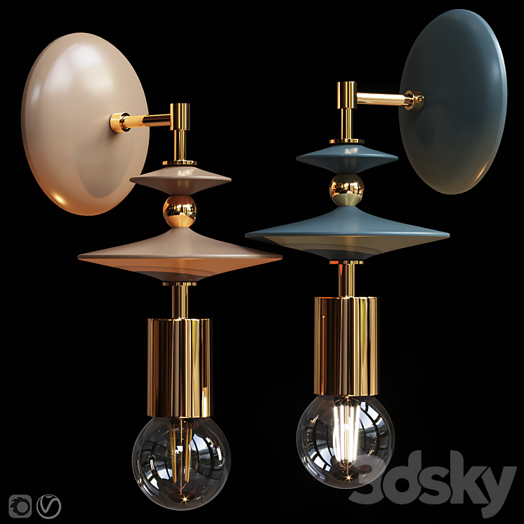 Wall lamp Beaded Saucers Sconce Gray Terracotta 3DS Max - thumbnail 1