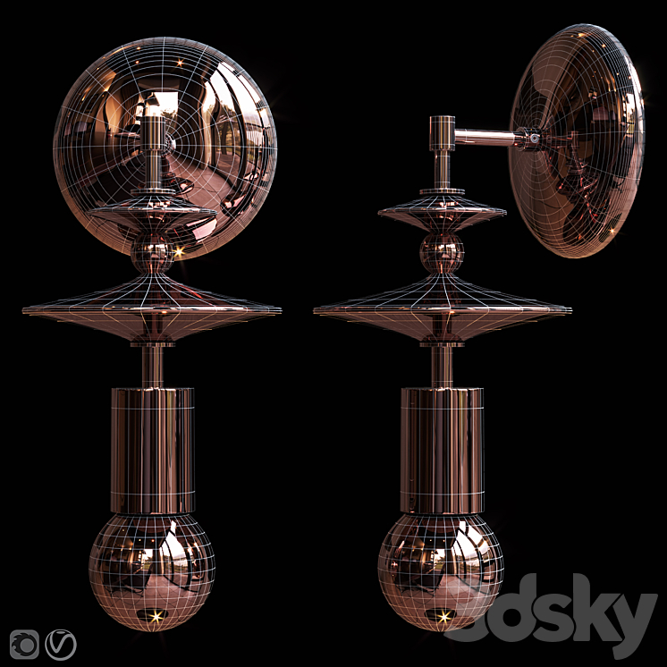 Wall lamp Beaded Saucers Sconce Gray Terracotta 3DS Max - thumbnail 2