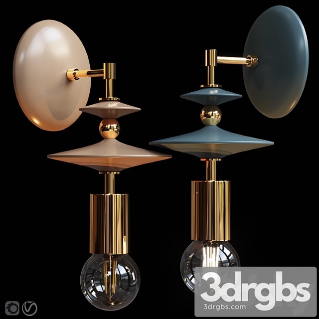 Wall lamp beaded saucers sconce gray terracotta 3dsmax Download - thumbnail 1