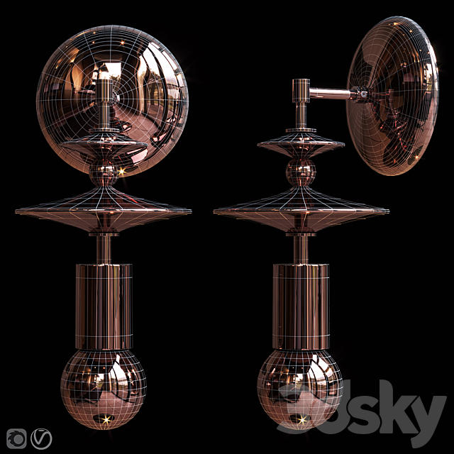 Wall lamp Beaded Saucers Sconce Gray. Terracotta 3DSMax File - thumbnail 2