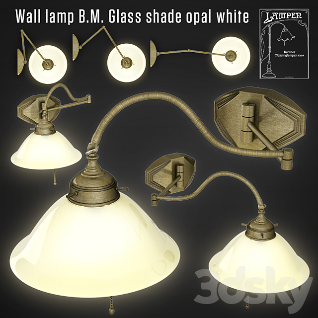 Wall lamp BM Glass shade opal white 3ds Max - thumbnail 1