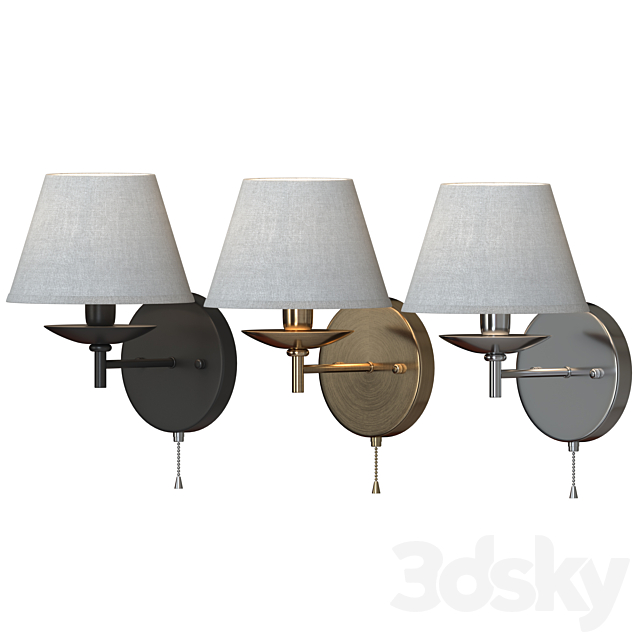 Wall lamp Hotel 60060_1 black _ antique bronze _ chrome 3ds Max - thumbnail 1