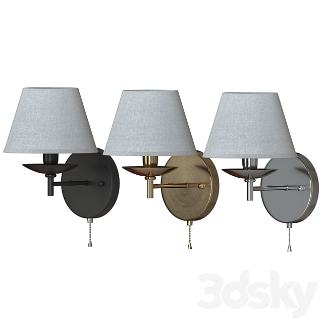 Wall lamp Hotel 60060_1 black _ antique bronze _ chrome 3ds Max - thumbnail 2