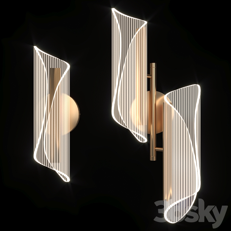 Wall lamp LICAN Nordic Gold 3DS Max - thumbnail 1