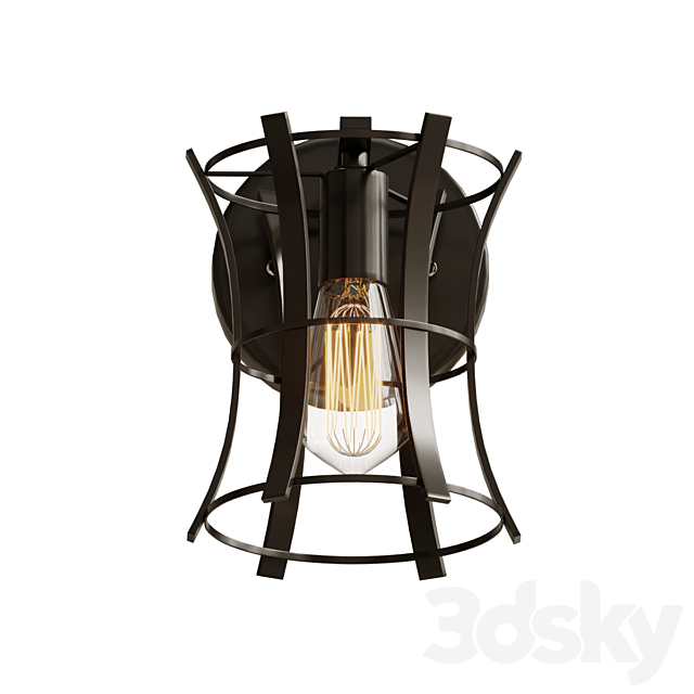 Wall lamp loft medieval torch wall 3ds Max - thumbnail 2