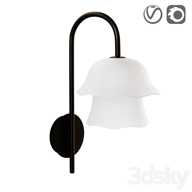 Wall lamp made of metal and glass sandblasted Linza 3DS Max - thumbnail 1