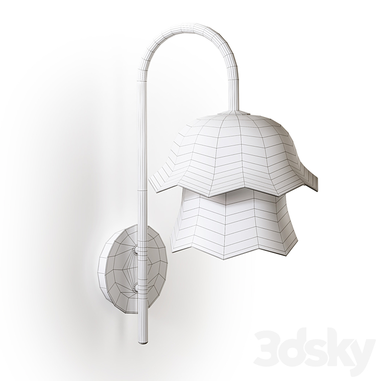 Wall lamp made of metal and glass sandblasted Linza 3DS Max - thumbnail 2