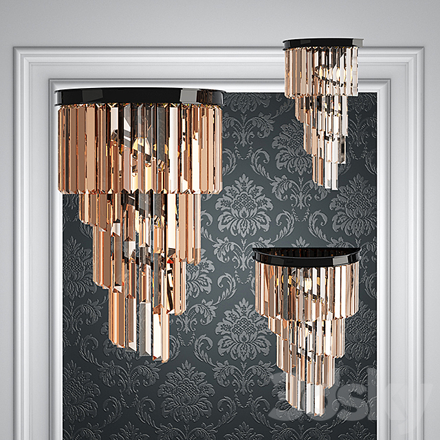 Wall lamp RH Odeon Clear Glass 4 Square 3ds Max - thumbnail 1