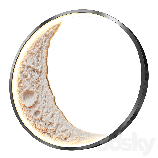 Wall Moon Lamp 3DS Max Model - thumbnail 4