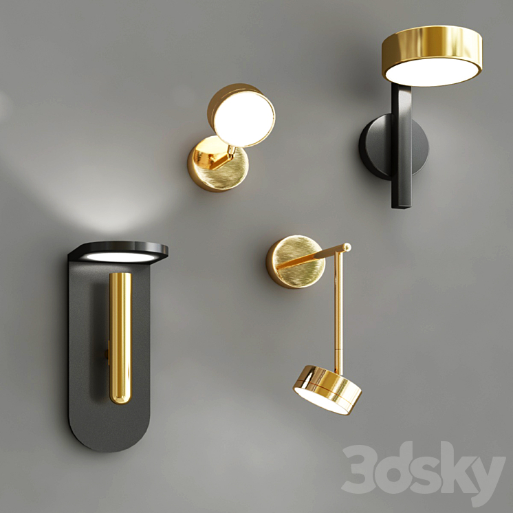 wall sconce collection 2 3DS Max - thumbnail 1