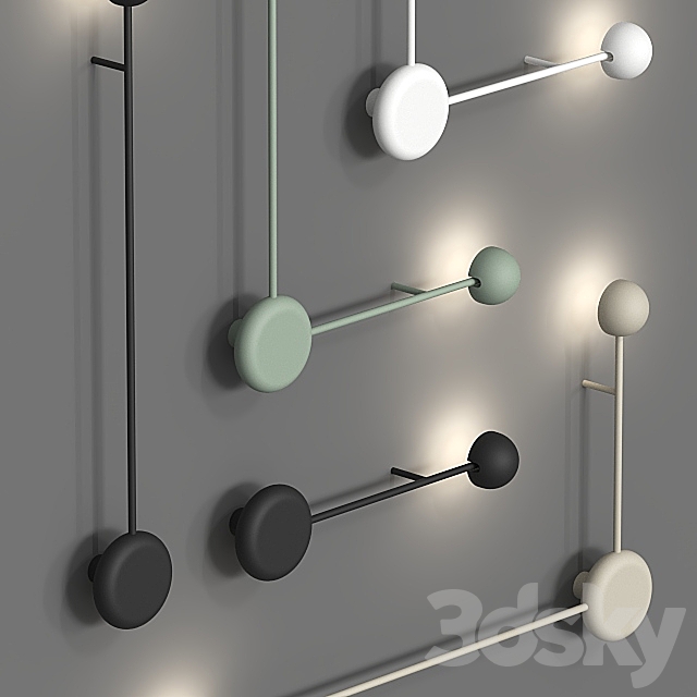 Wall Vibia Pin lamps (4 colors 4 options of placement). 3ds Max - thumbnail 2