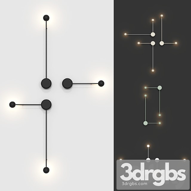 Wall vibia pin lamps (4 colors 4 options of placement) 3dsmax Download - thumbnail 1