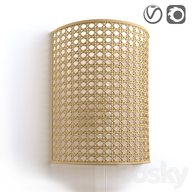 Wicker rattan wall lamp DOLKIE 3ds Max - thumbnail 1