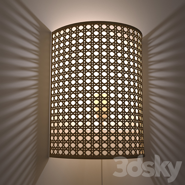 Wicker rattan wall lamp DOLKIE 3ds Max - thumbnail 2