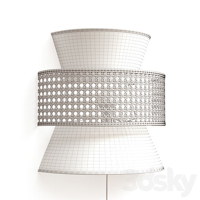 Wicker rattan wall lamp DOLKIE 3DS Max Model - thumbnail 2