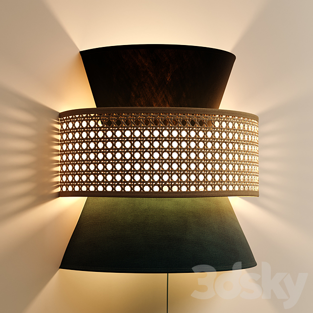 Wicker rattan wall lamp DOLKIE 3DS Max Model - thumbnail 3