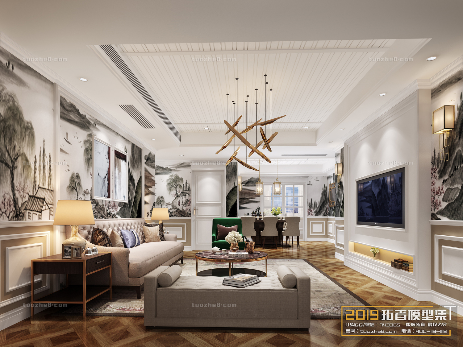 Extension Interior – LINGVING ROOM – AMERICAN STYLES – 017 - thumbnail 1