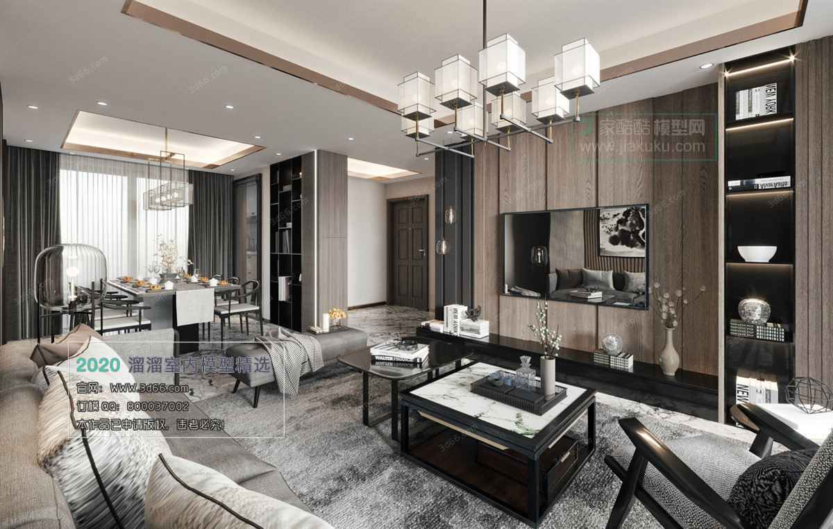 LIVING ROOM – CHINESE STYLE – 3D MODELS – CORONA – 033 - thumbnail 1