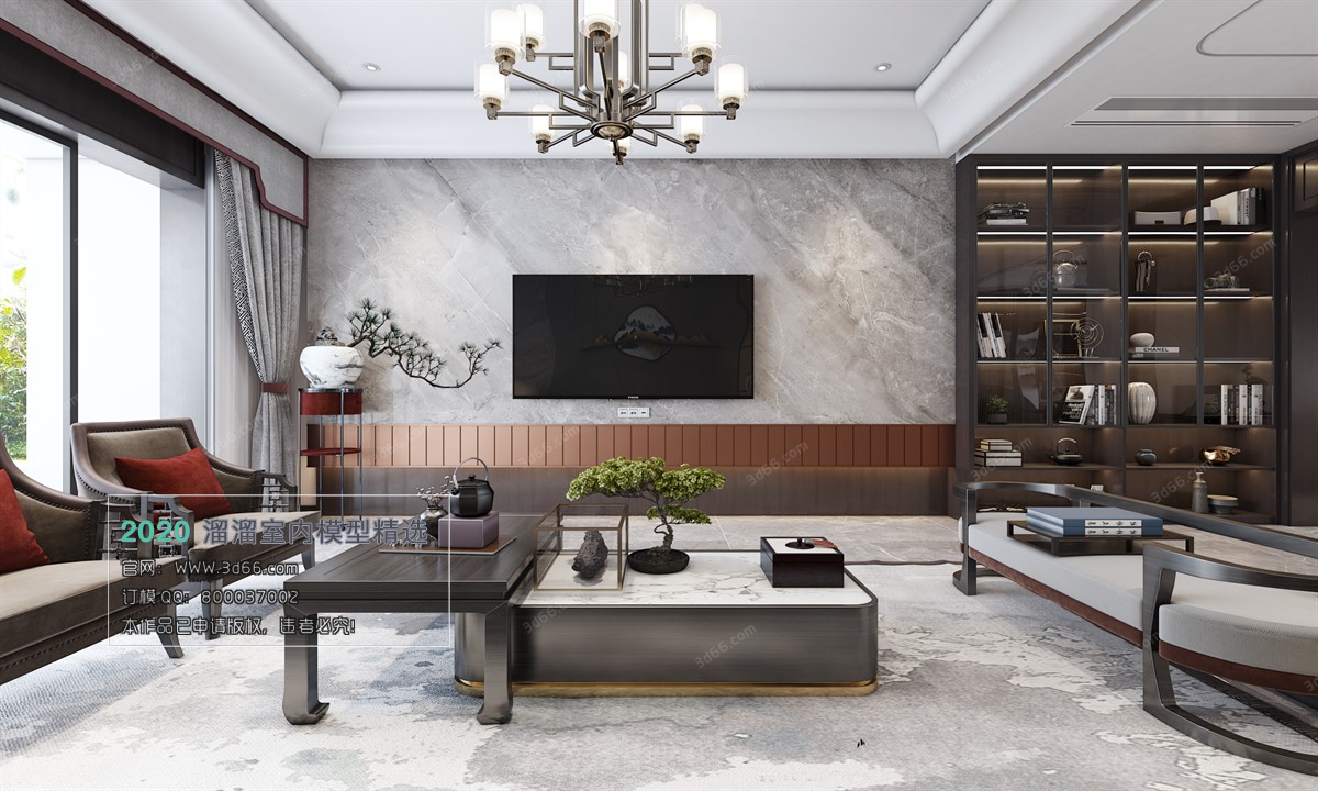 LIVING ROOM – CHINESE STYLE – 3D MODELS – VRAY – 003 - thumbnail 2