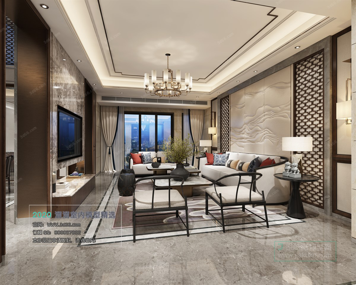 LIVING ROOM – CHINESE STYLE – 3D MODELS – VRAY – 009 - thumbnail 1