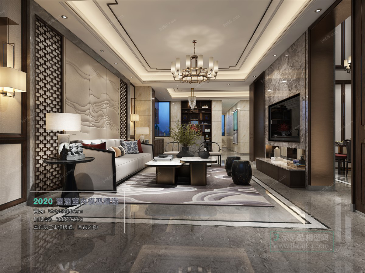 LIVING ROOM – CHINESE STYLE – 3D MODELS – VRAY – 009 - thumbnail 2