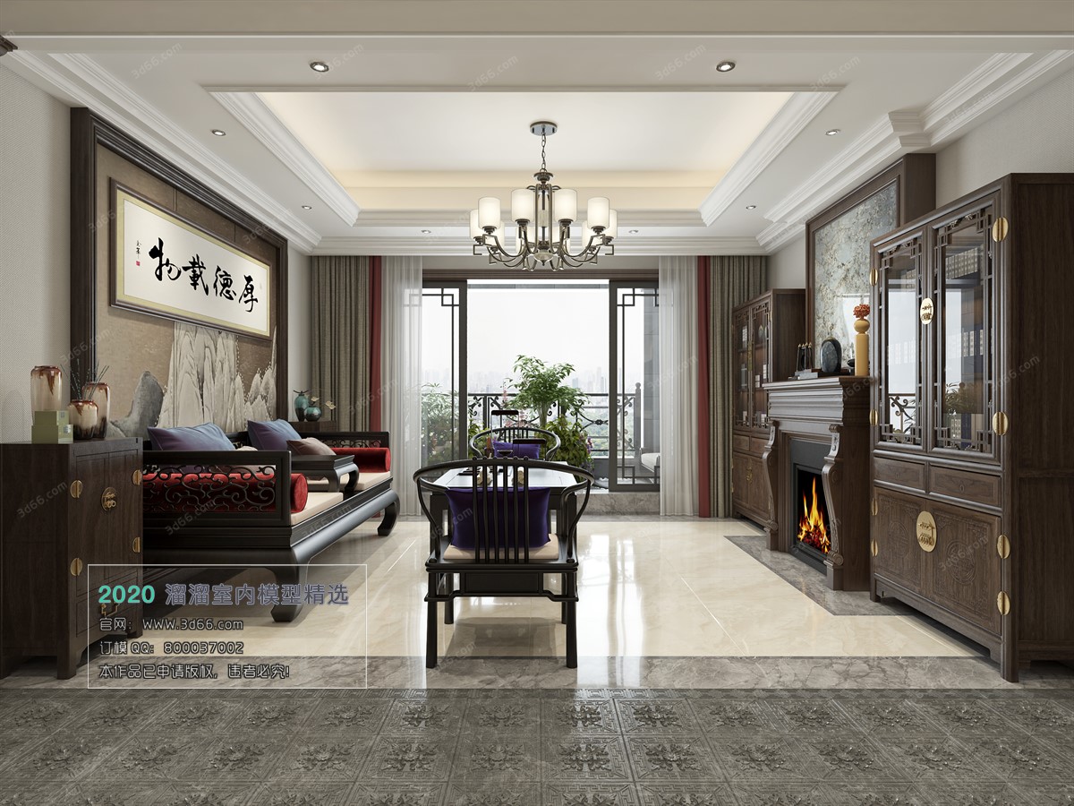 LIVING ROOM – CHINESE STYLE – 3D MODELS – VRAY – 012 - thumbnail 1