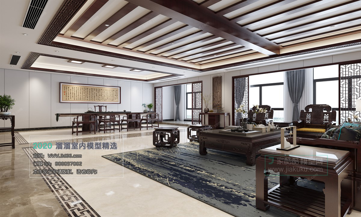 LIVING ROOM – CHINESE STYLE – 3D MODELS – VRAY – 017 - thumbnail 1