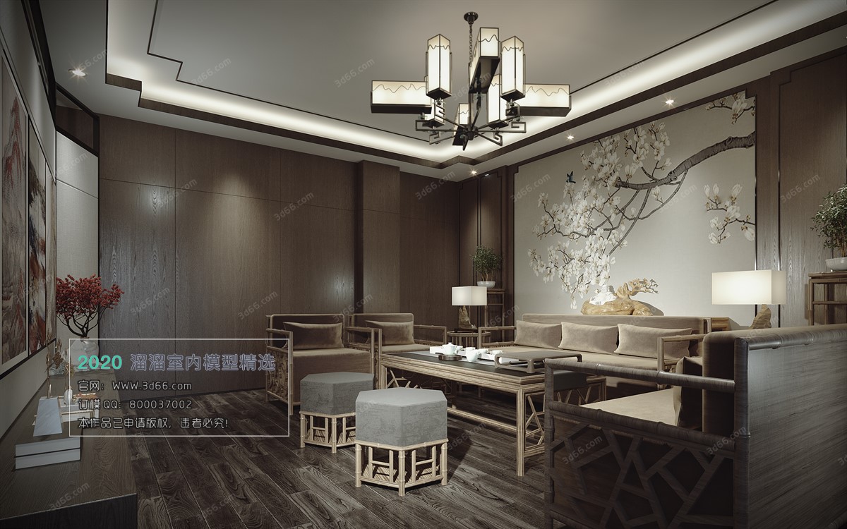 LIVING ROOM – CHINESE STYLE – 3D MODELS – VRAY – 020 - thumbnail 1