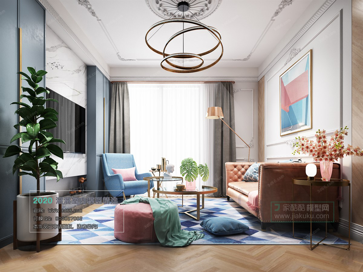 LIVING ROOM – EUROPEAN STYLE – 3D MODELS – VRAY – 001 - thumbnail 2