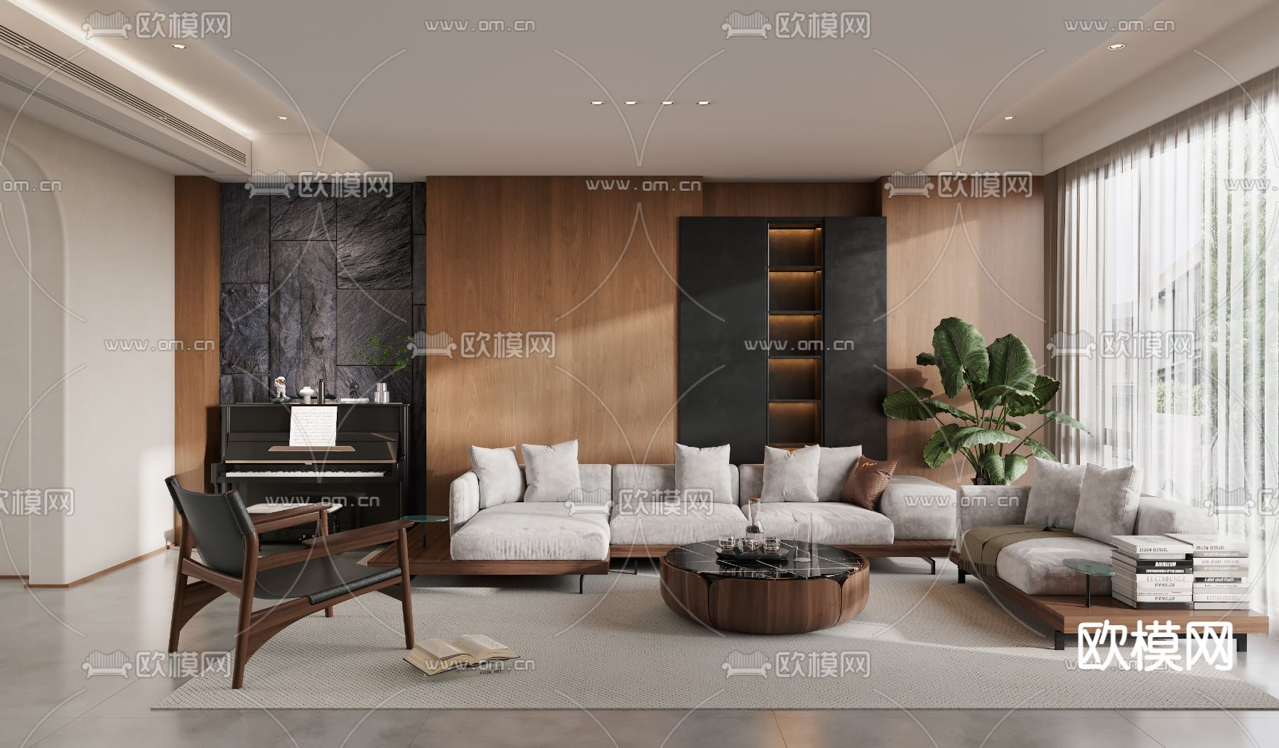 LIVING ROOM – MODERN STYLE – CORONA – 3D MODEL – 1912 - thumbnail 1