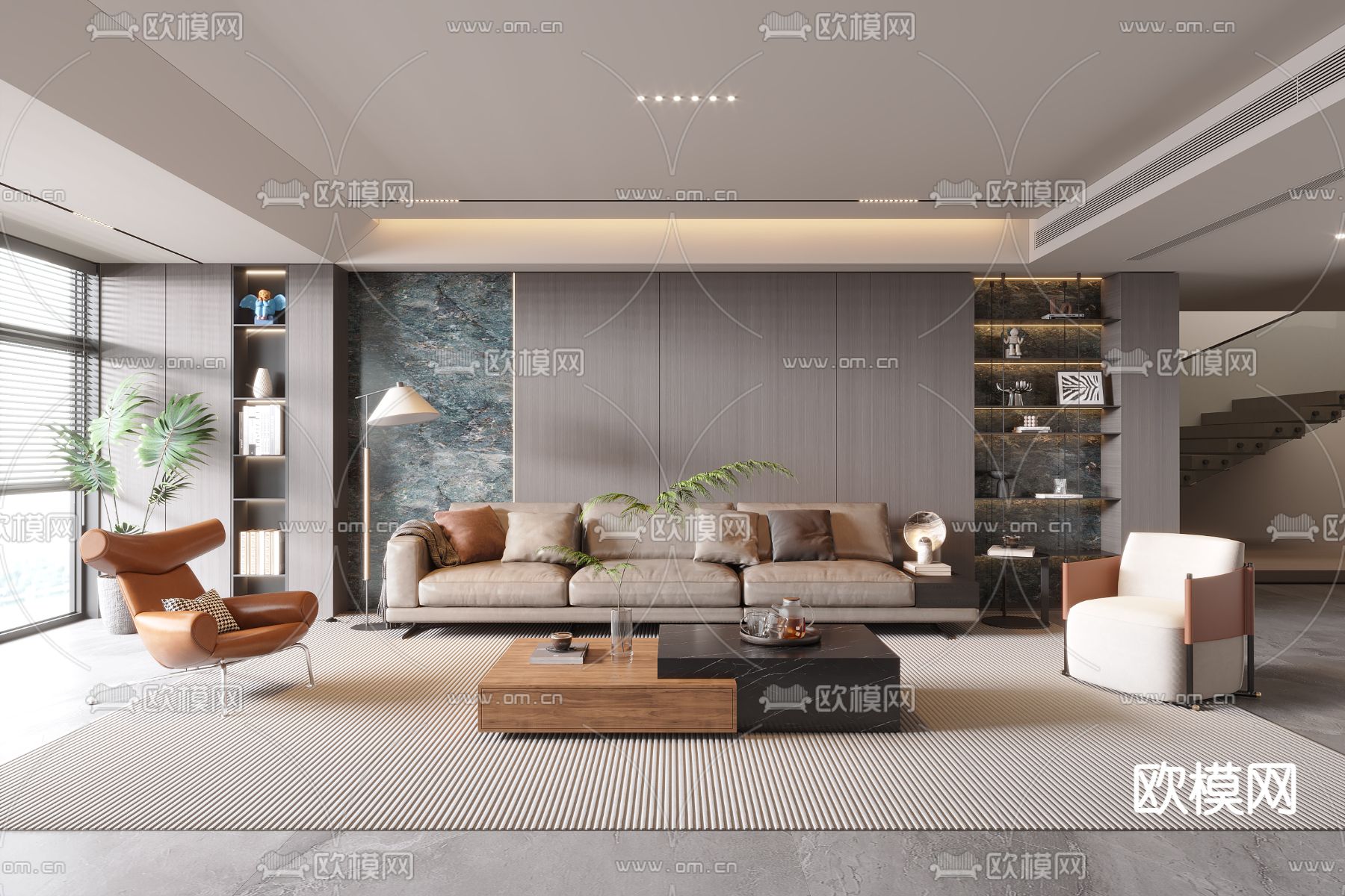 LIVING ROOM – MODERN STYLE – CORONA – 3D MODEL – 1924 - thumbnail 1