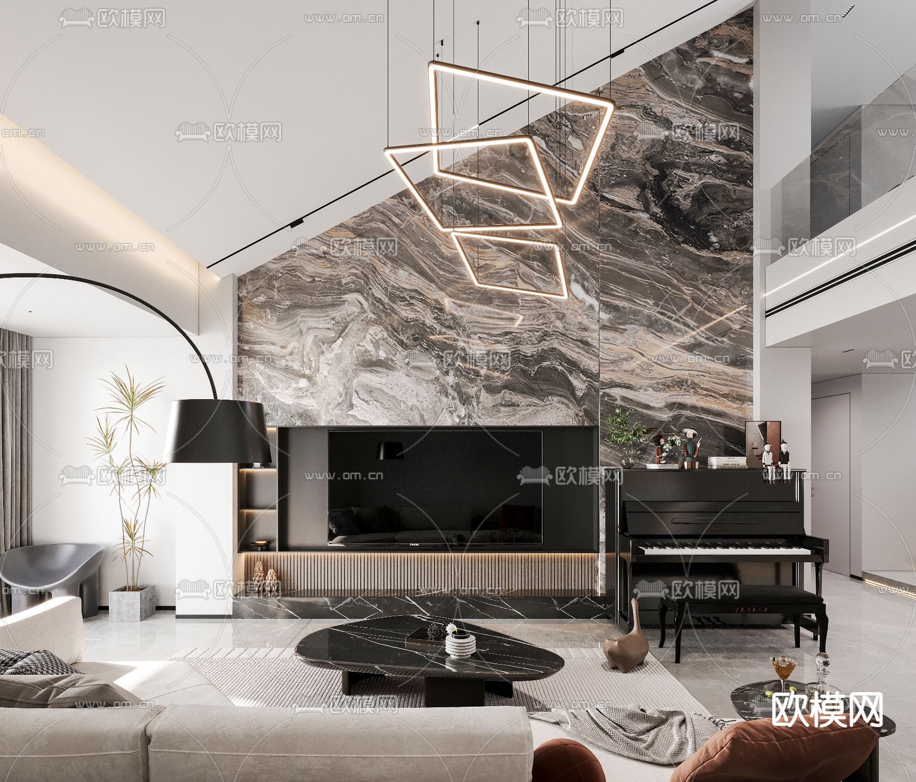 LIVING ROOM – MODERN STYLE – CORONA – 3D MODEL – 1940 - thumbnail 1