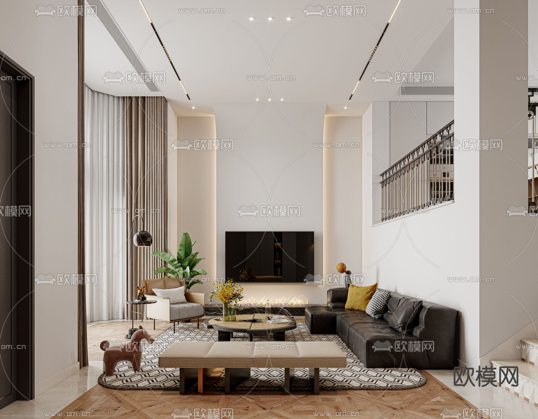 LIVING ROOM – MODERN STYLE – CORONA – 3D MODEL – 1942 - thumbnail 1