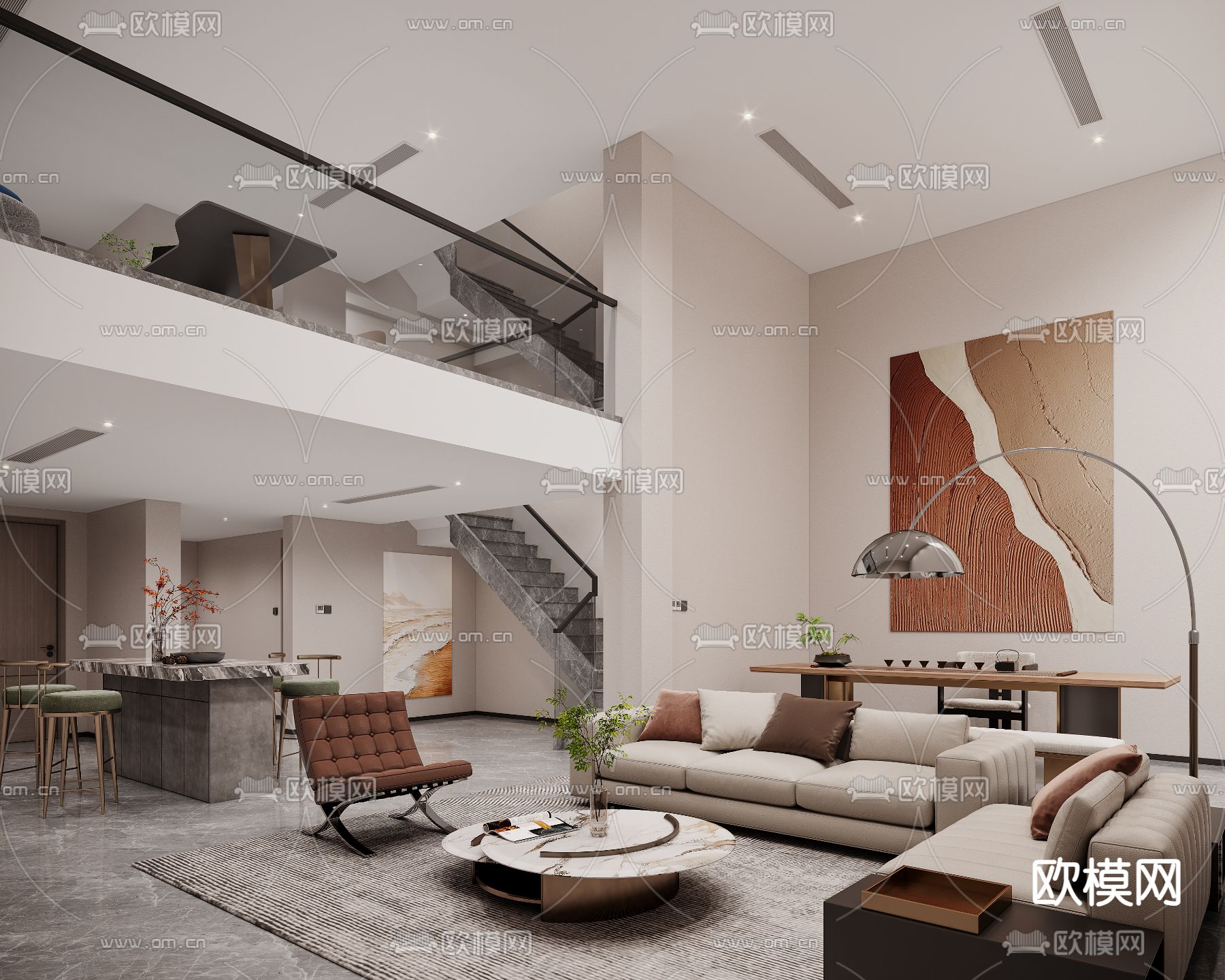 LIVING ROOM – MODERN STYLE – CORONA – 3D MODEL – 2021 - thumbnail 1