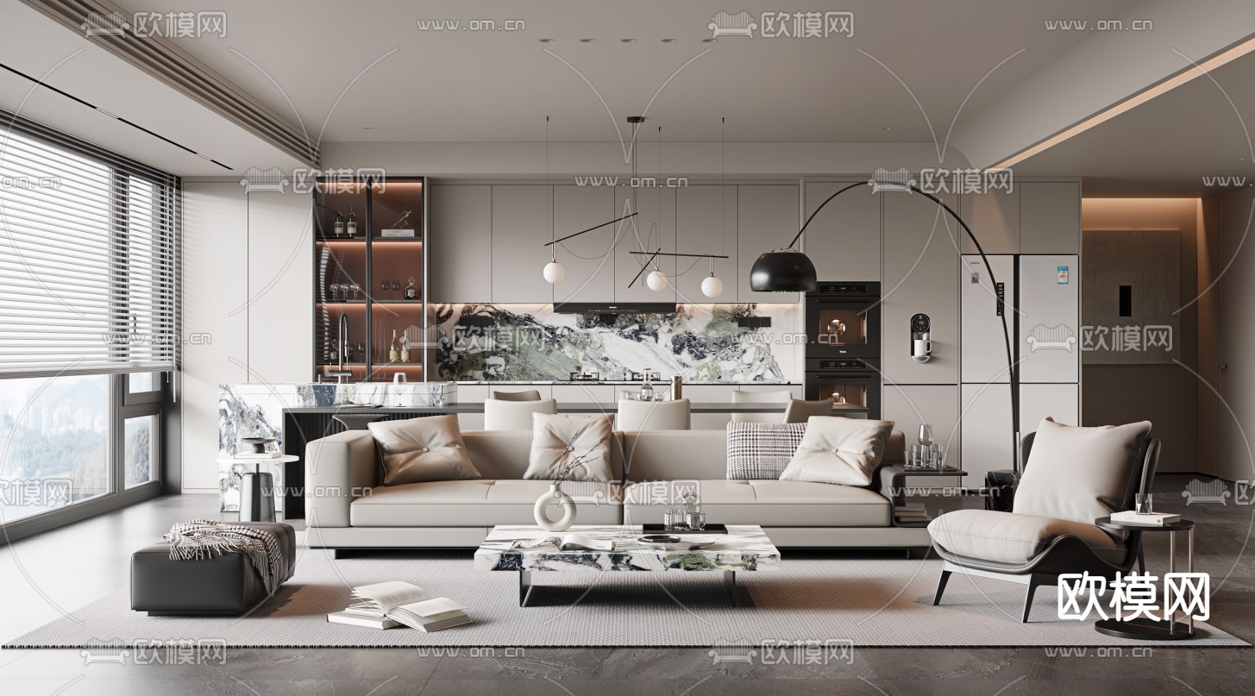 LIVING ROOM – MODERN STYLE – VRAY / CORONA – 3D MODEL – 1836 - thumbnail 1