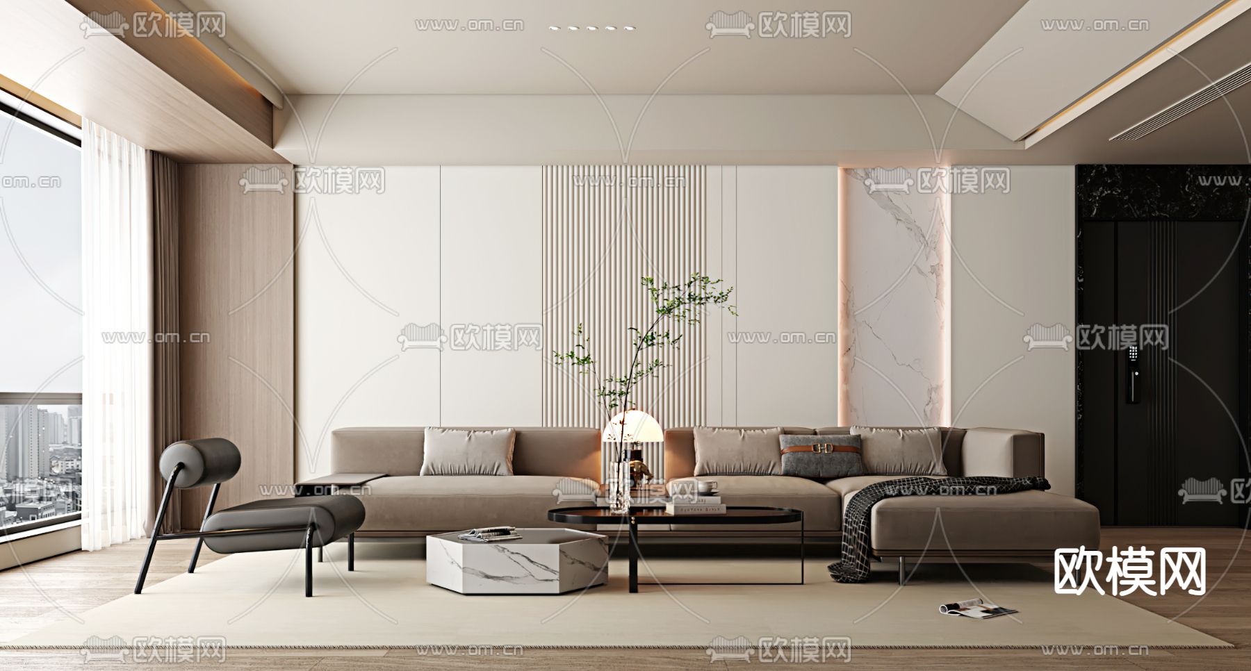 LIVING ROOM – MODERN STYLE – VRAY / CORONA – 3D MODEL – 1837 - thumbnail 1