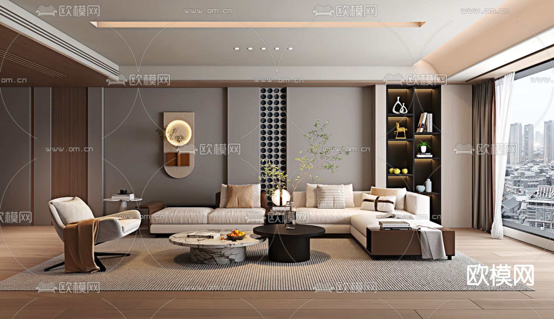 LIVING ROOM – MODERN STYLE – VRAY / CORONA – 3D MODEL – 1839 - thumbnail 1