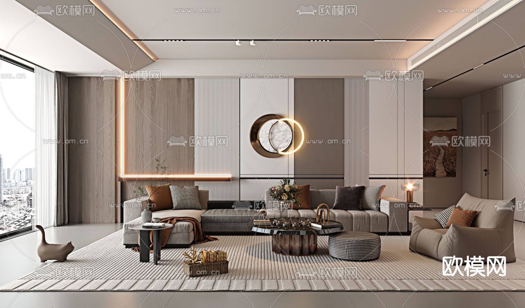 LIVING ROOM – MODERN STYLE – VRAY / CORONA – 3D MODEL – 1840 - thumbnail 1