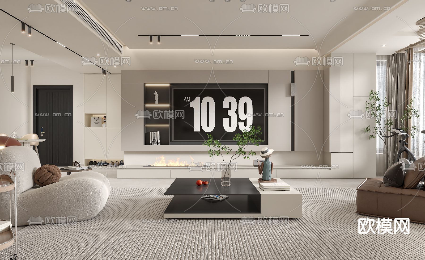 LIVING ROOM – MODERN STYLE – VRAY / CORONA – 3D MODEL – 1847 - thumbnail 1