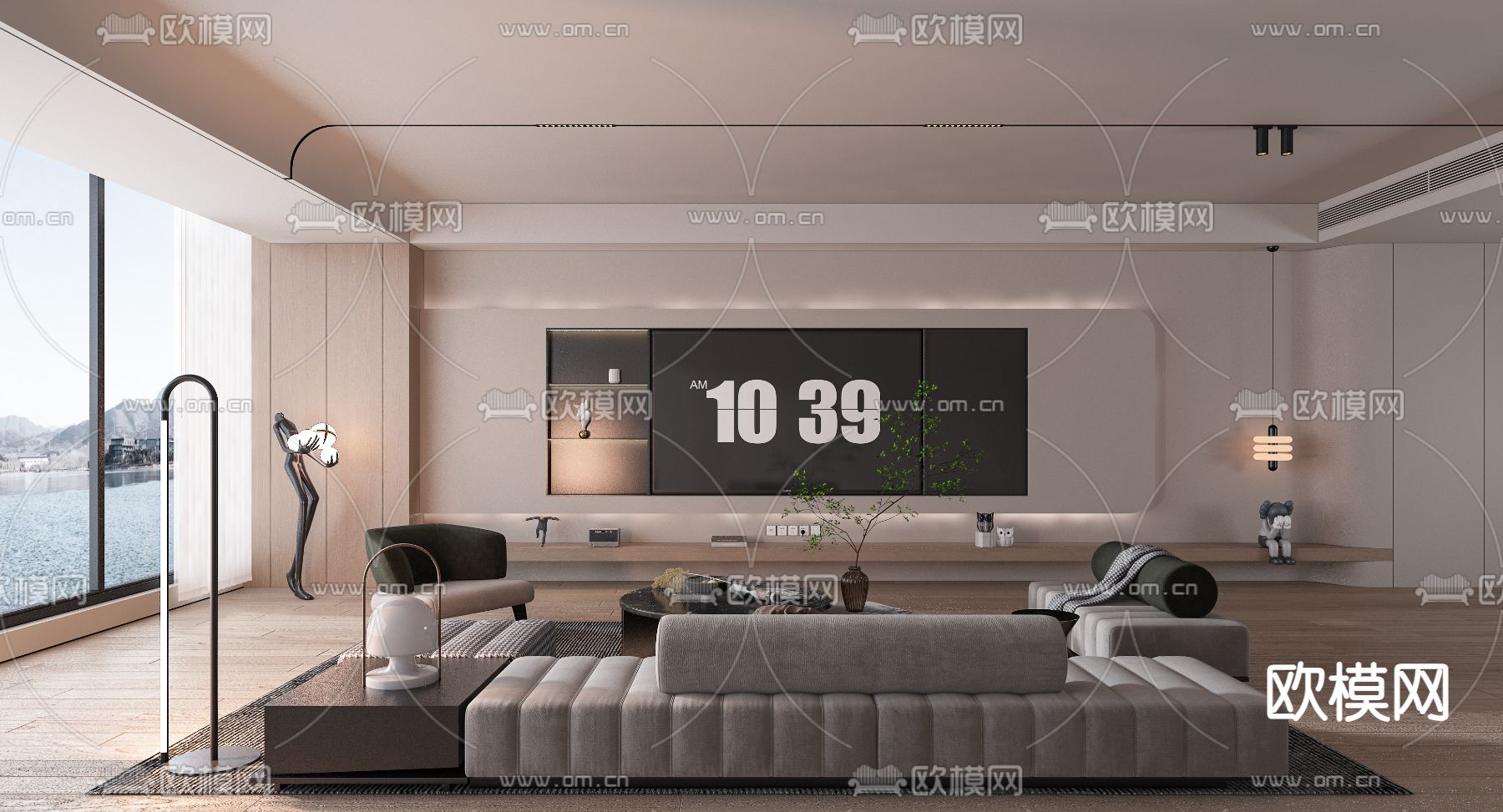 LIVING ROOM – MODERN STYLE – VRAY / CORONA – 3D MODEL – 1849 - thumbnail 1