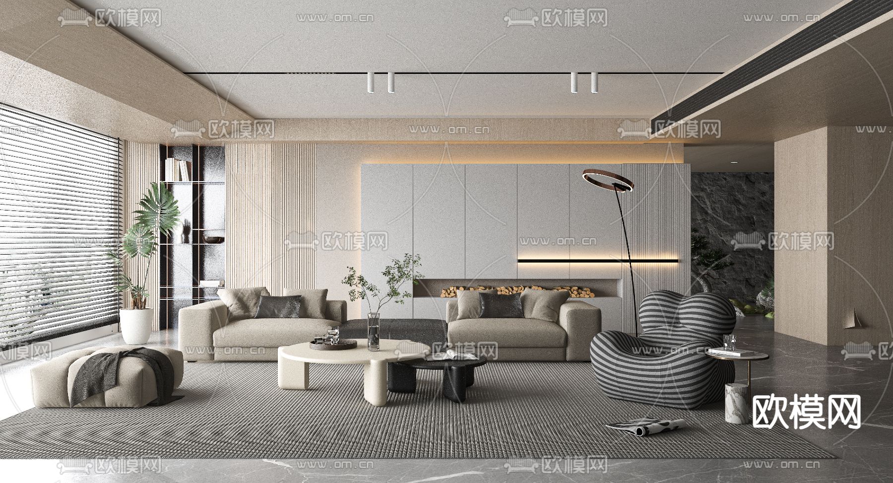 LIVING ROOM – MODERN STYLE – VRAY / CORONA – 3D MODEL – 1853 - thumbnail 1