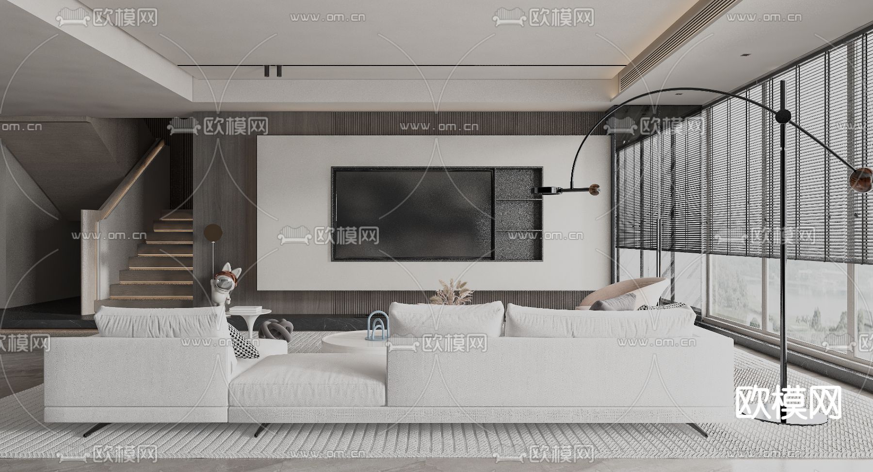 LIVING ROOM – MODERN STYLE – VRAY / CORONA – 3D MODEL – 1854 - thumbnail 1