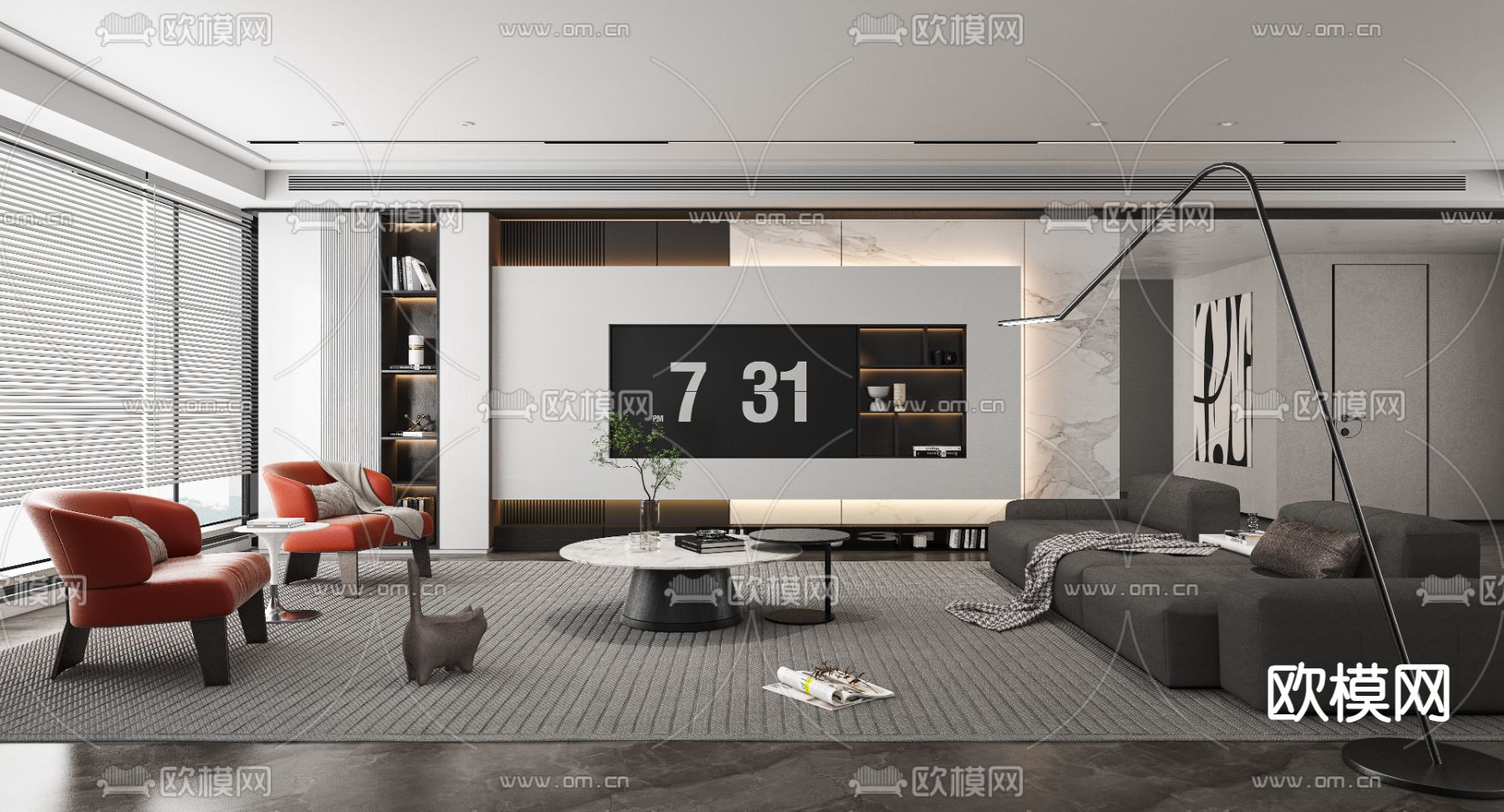 LIVING ROOM – MODERN STYLE – VRAY / CORONA – 3D MODEL – 1868 - thumbnail 1