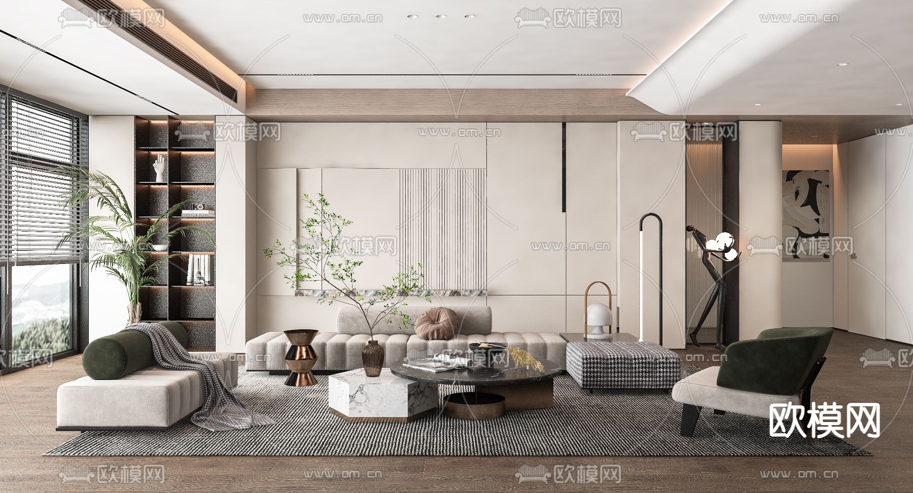 LIVING ROOM – MODERN STYLE – VRAY / CORONA – 3D MODEL – 1869 - thumbnail 1