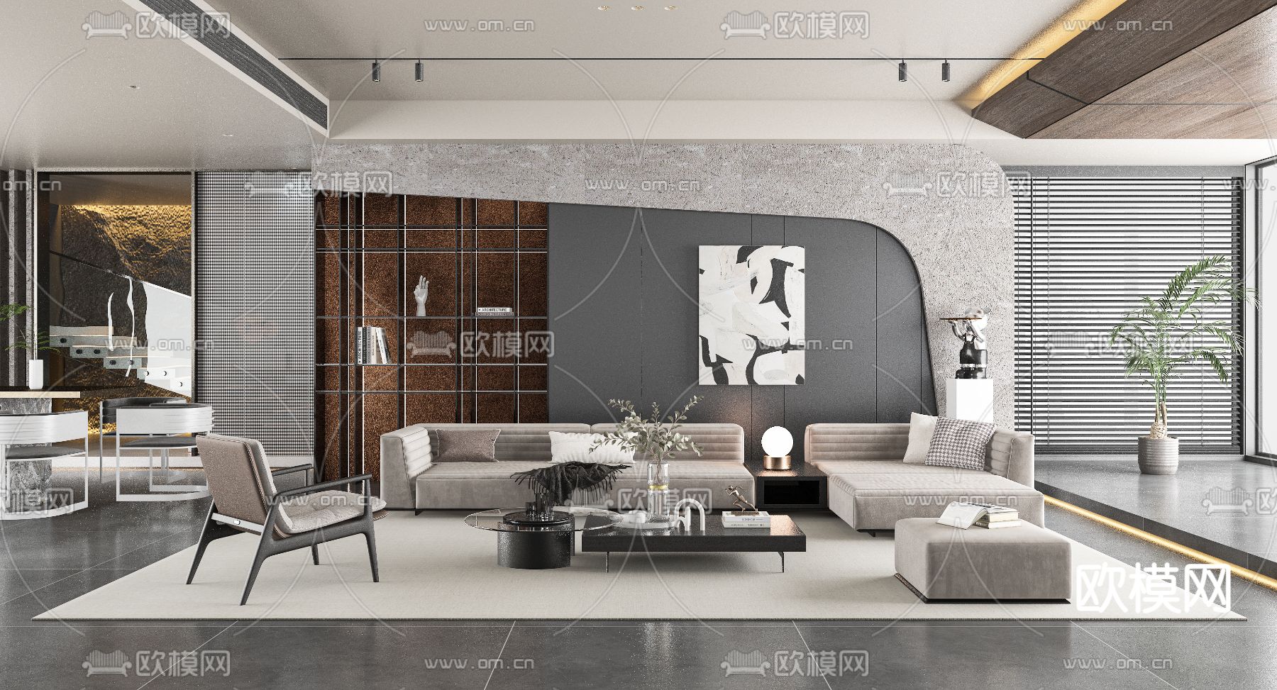 LIVING ROOM – MODERN STYLE – VRAY / CORONA – 3D MODEL – 1871 - thumbnail 1