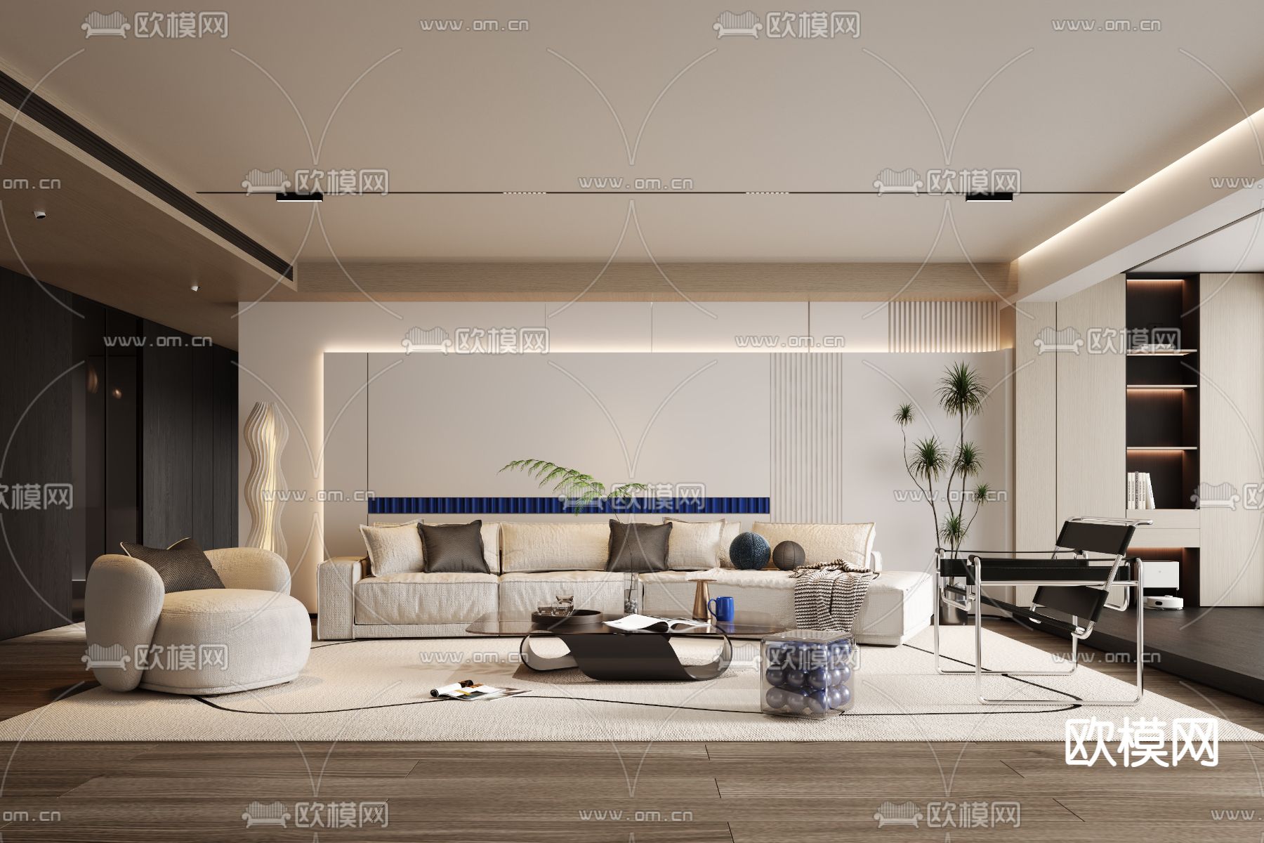 LIVING ROOM – MODERN STYLE – VRAY / CORONA – 3D MODEL – 1877 - thumbnail 1